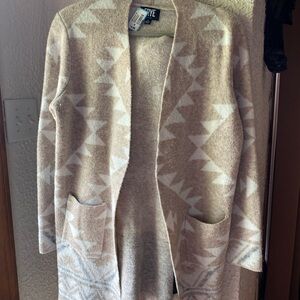Frye Beige Geometric Cardigan size Medium NWOT
